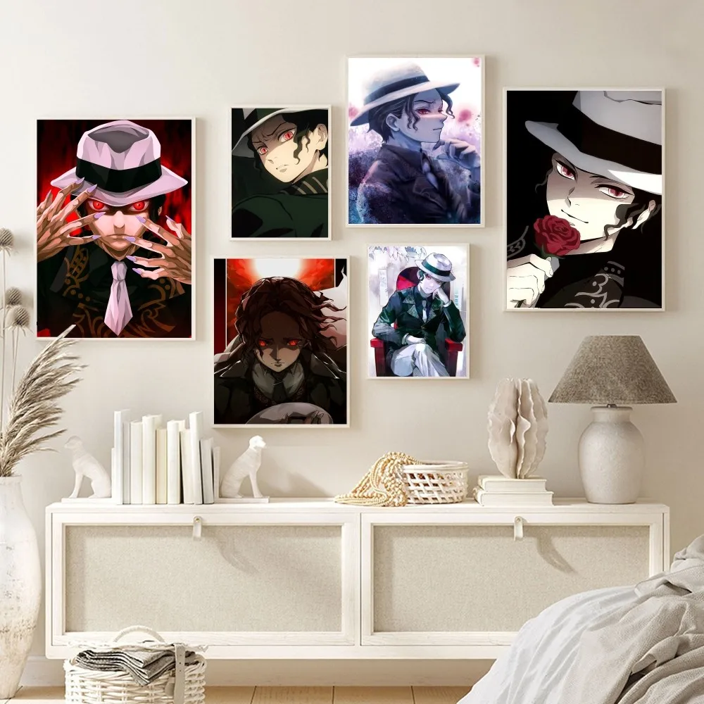 Muzan Kibutsuji Kimetsu No Yaiba Постер Hd Водостойкая Мультяшная Поп-наклейка Для Спальни Дома