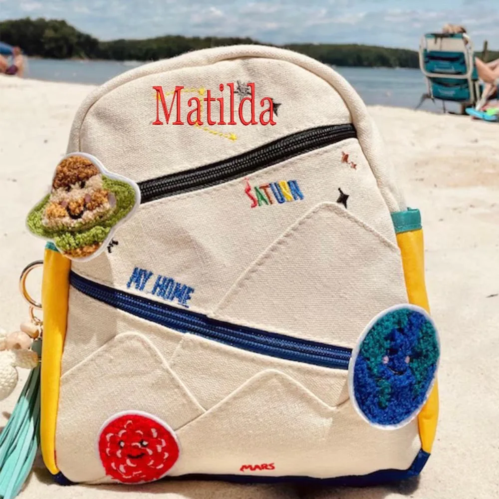 

Custom Children's Bag Kindergarten Backpack With Name Personalized Embroidered Name Lightweight Baby Boys Girls Canvas Gift Bag
