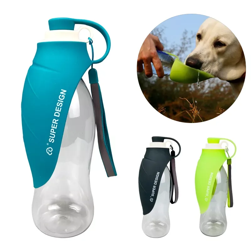 

2023New 580ml Portable Pet Dog Water Bottle Soft Silicone Leaf Design Travel Dog Bowl For Puppy Cat Drinking Outdoor Pet Water D