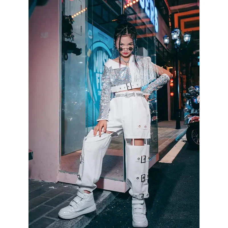 Одежда для уличного танца в стиле хип-хоп костюм из брюк девочек спортивный