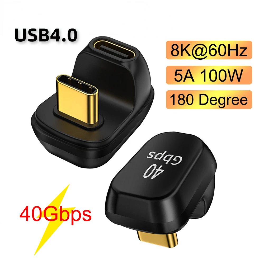 

Nku USB4.0 40Gbps Adapter USB Type-C Male To Female 180° 100W Fast Charging Data Sync Converter 8K@60Hz for Laptop Tablet Phone