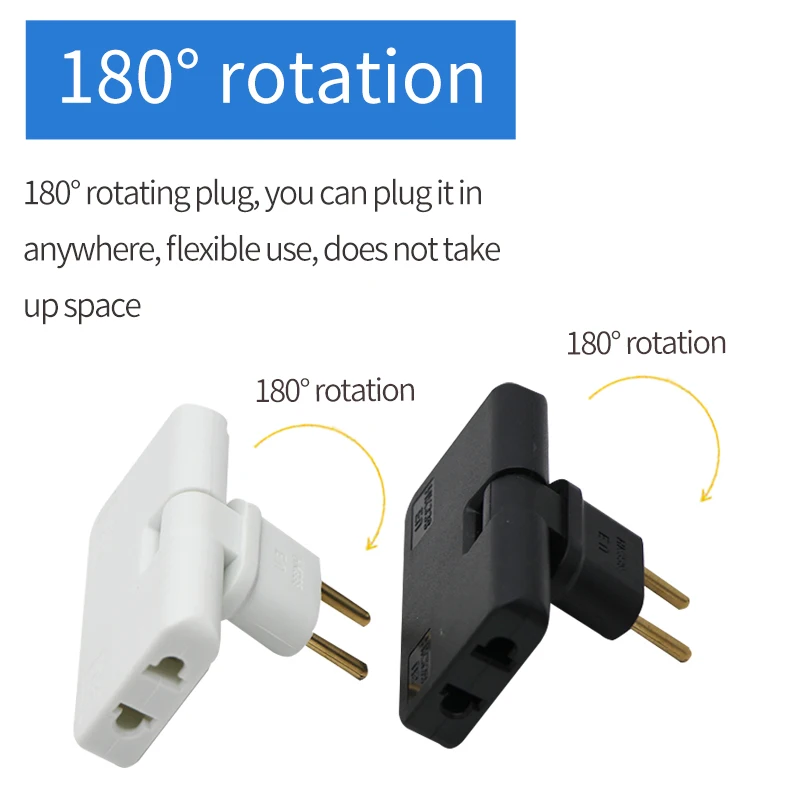 4.0mm European Standard Plug 1in3 Travel Convenient 180° Rotating Adapter France Germany Sweden Greece Charging Converter New images - 6