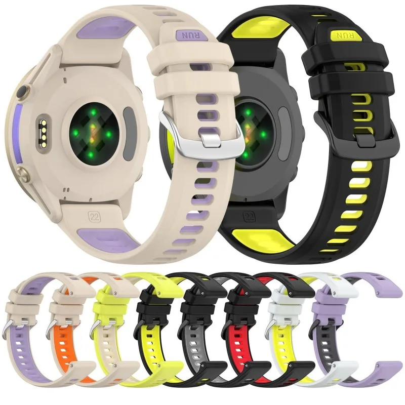 Фото Двухцветный спортивный ремешок для Garmin Forerunner 970 570 47 мм 265 255 Music 965 955 Venu 3 2 Original Run Силиконовый ремешок 22 мм Ремешок для часов №2