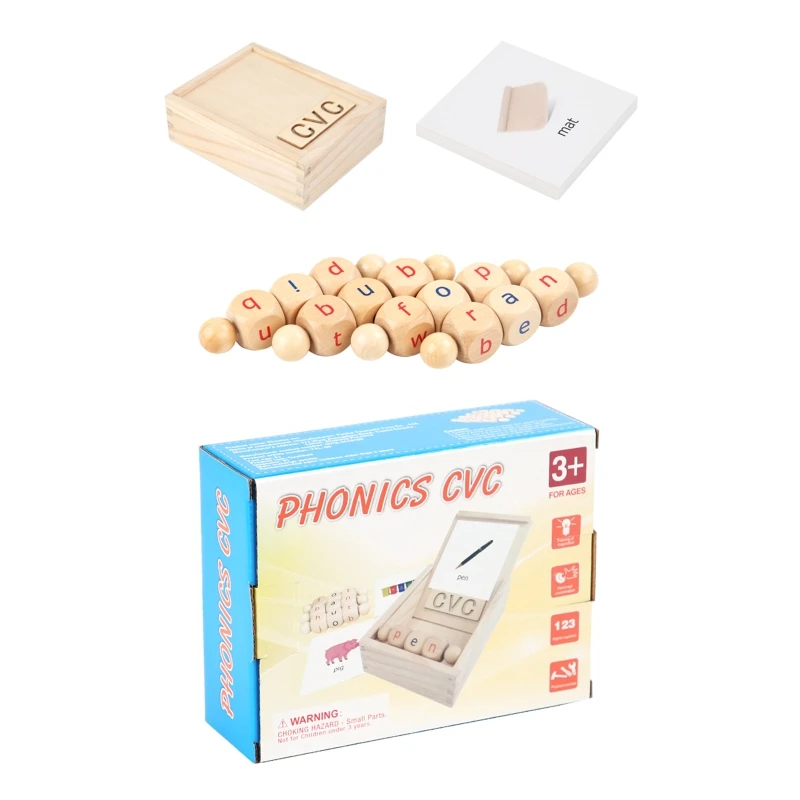 

DXAB Alphabet Reading Blocks Wooden Blocks Rods Words Spelling Matching Game Toys Set