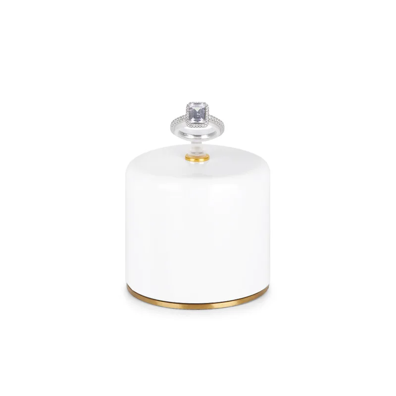 Ring display stand cylindrical metal edge ring ring counter display base white SZ030