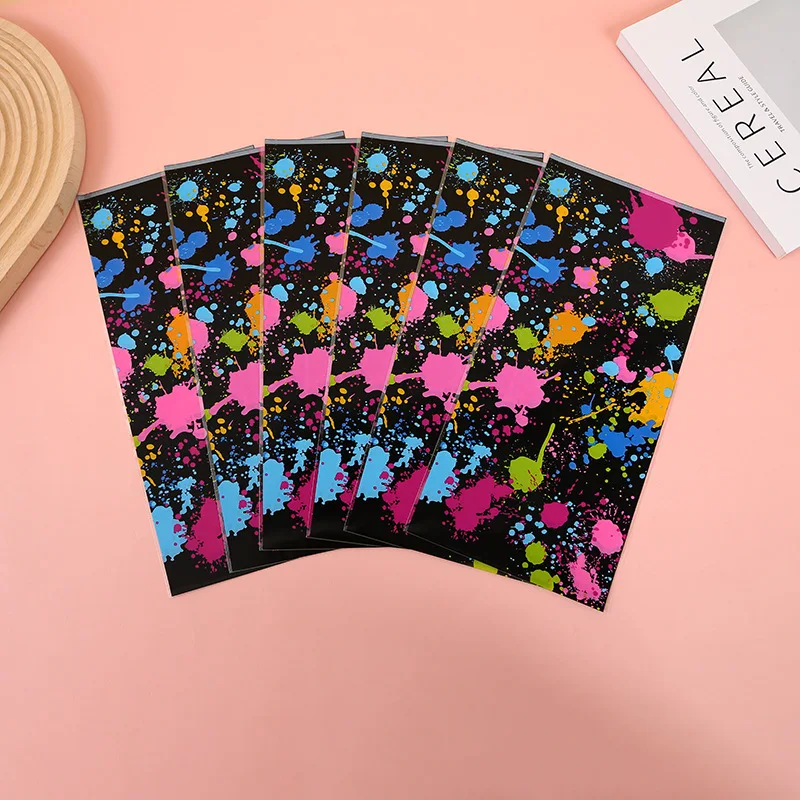 

100Pcs Art Graffiti Pattern Plastic Bag Birthday Party Bag Baking Flat Mouth Bag Candy Tie Pocket Engagement Gift Bag