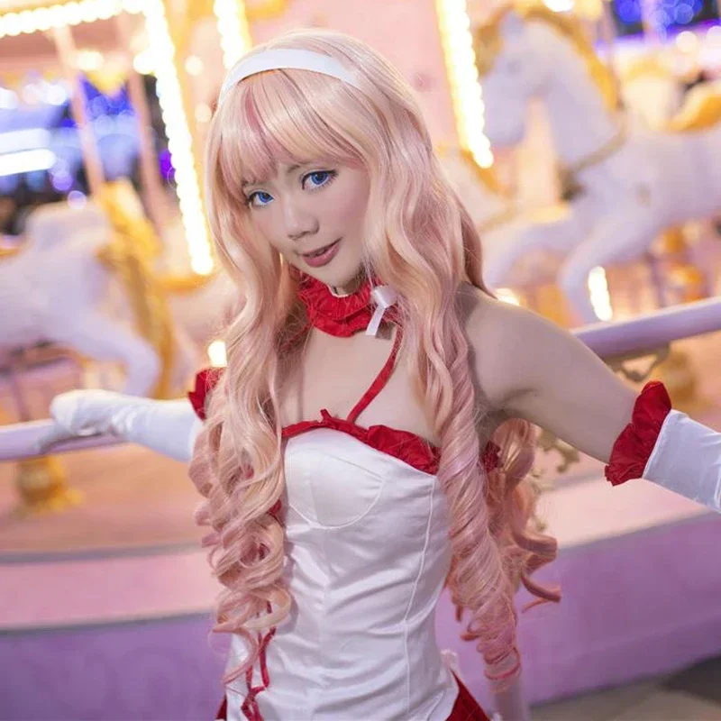 Macross F Sheryl Nome Длинный волнистый светло-русый розовый мечта Ombre термостойкий