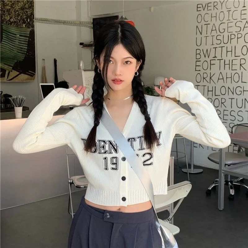 Новинка Осень-зима 2022 кардиган с V-образным вырезом и длинным рукавом Женский