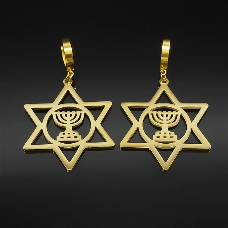 Женские серьги-кольца Menorah с изображением звезды Давида серьги из нержавеющей