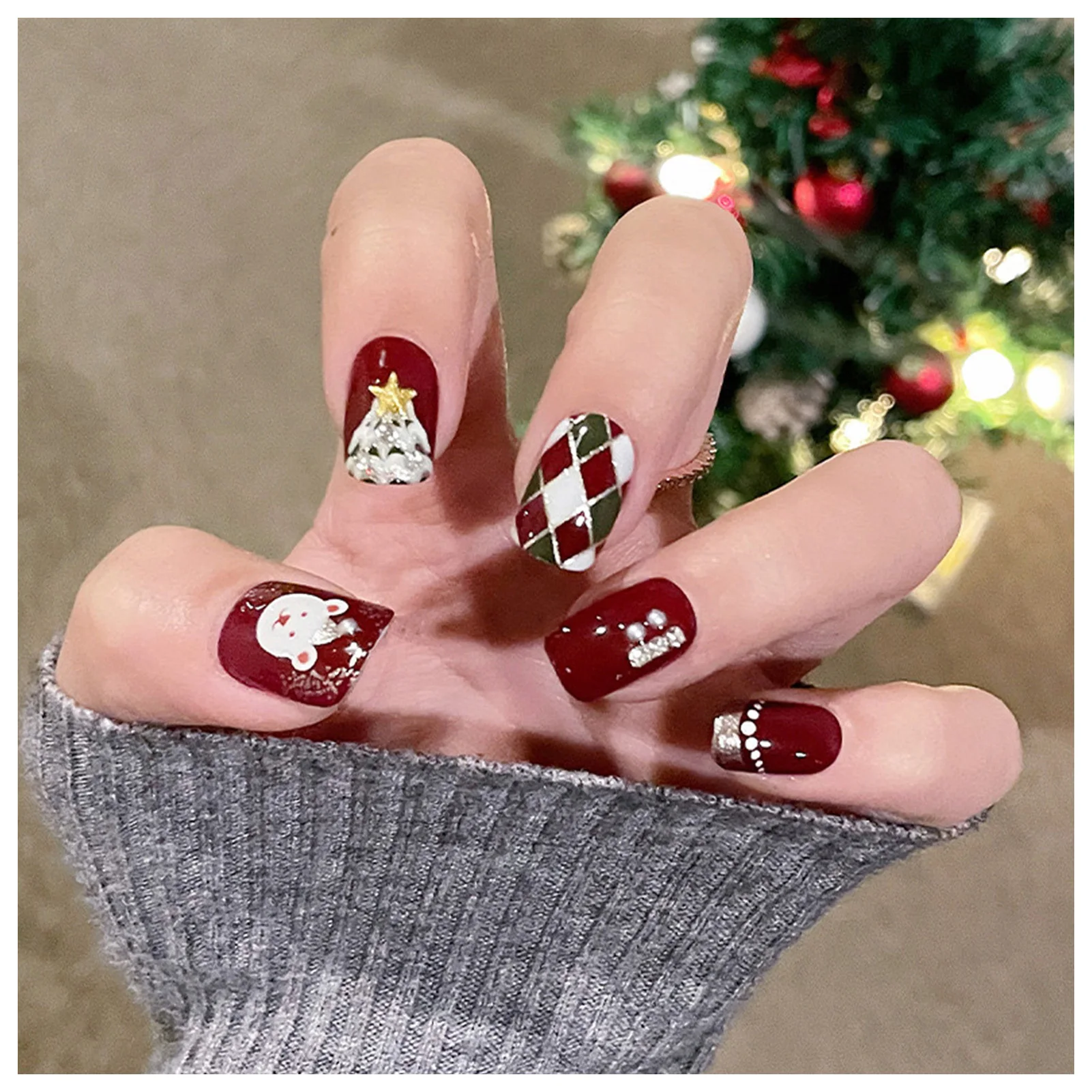 

Милые рождественские нажимные ногти для женщин уникальный модный дизайн ногтей для женщин