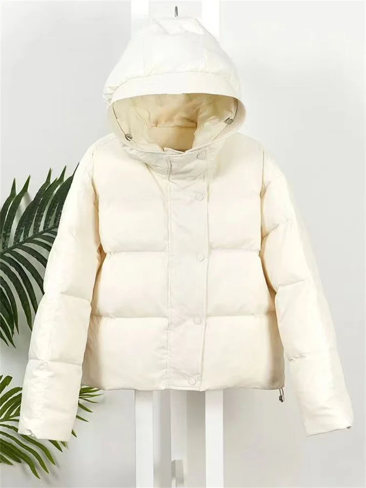 

Down Cotton Coat Women 2023 Winter New Fashion Short Loose Hooded Warmth Coat Clothing