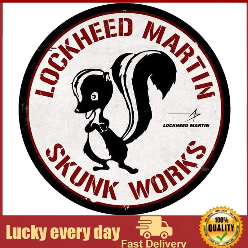 Losea Lockheed Martin Skunk Works Round Retro Metal Signs for Wall Art Decoration 12 x 12 Inches home decoration wall