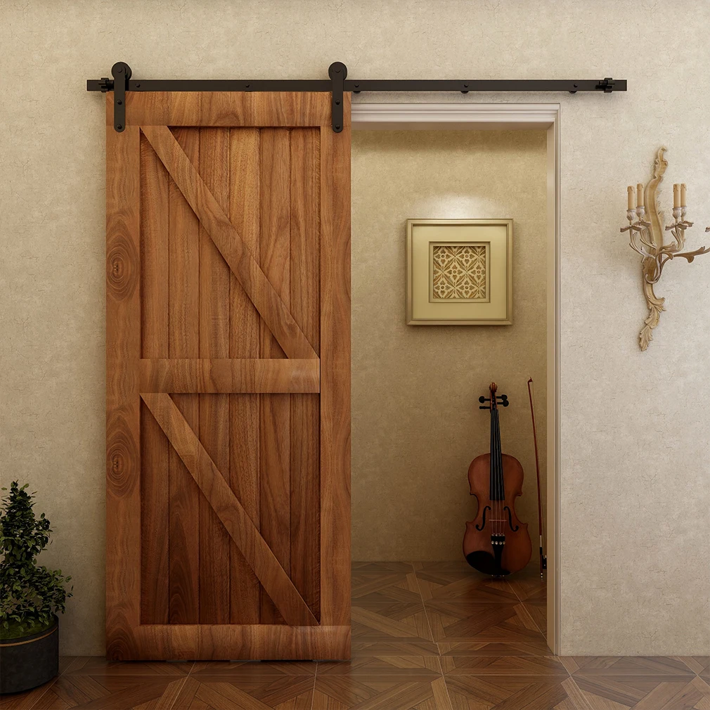 

CCJH Sliding Barn Door Rail Kit Track System Industrial Track L Style Roller Hanger for Single Sliding Door Wardrobe Hardware