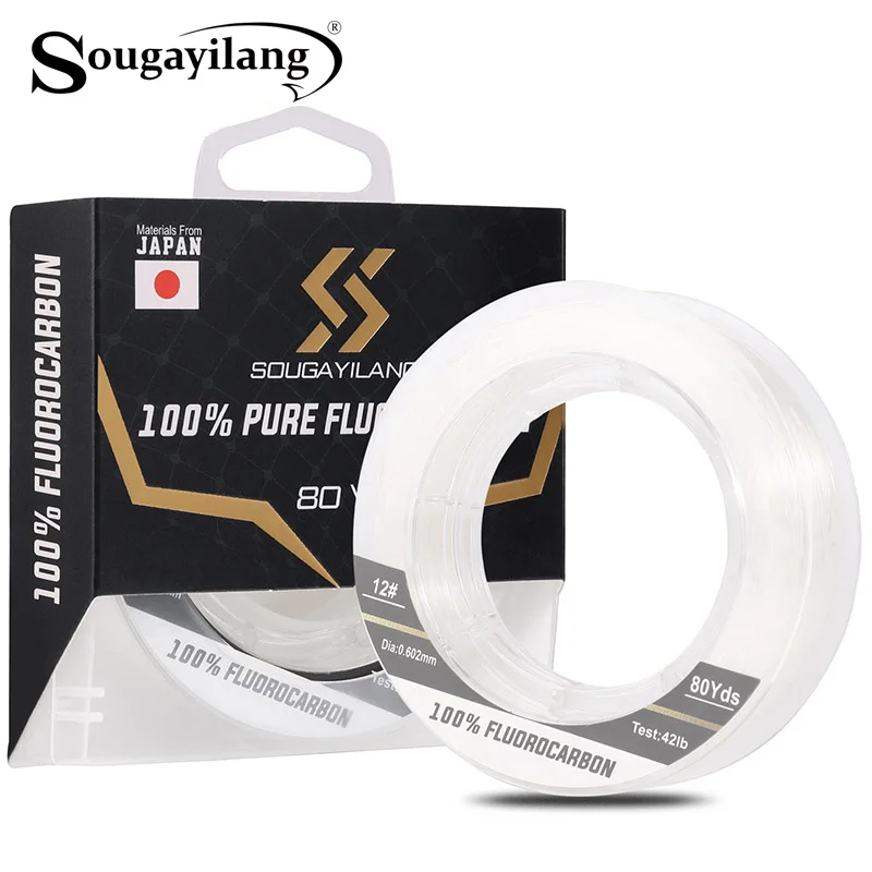 

Sougayilang 100% Fluorocarbon Length 80yds Transparent Color Fishing Line 3-68LB Carbon Fiber Front Line Fishing Tackle