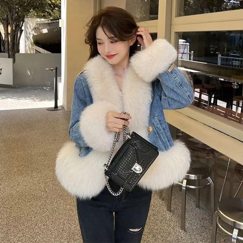2022 Autumn Winter New Imitation Fox Fur Coats Female Short Style Thick Inner Bladder Young Fashion Warm Temperament Coats Women