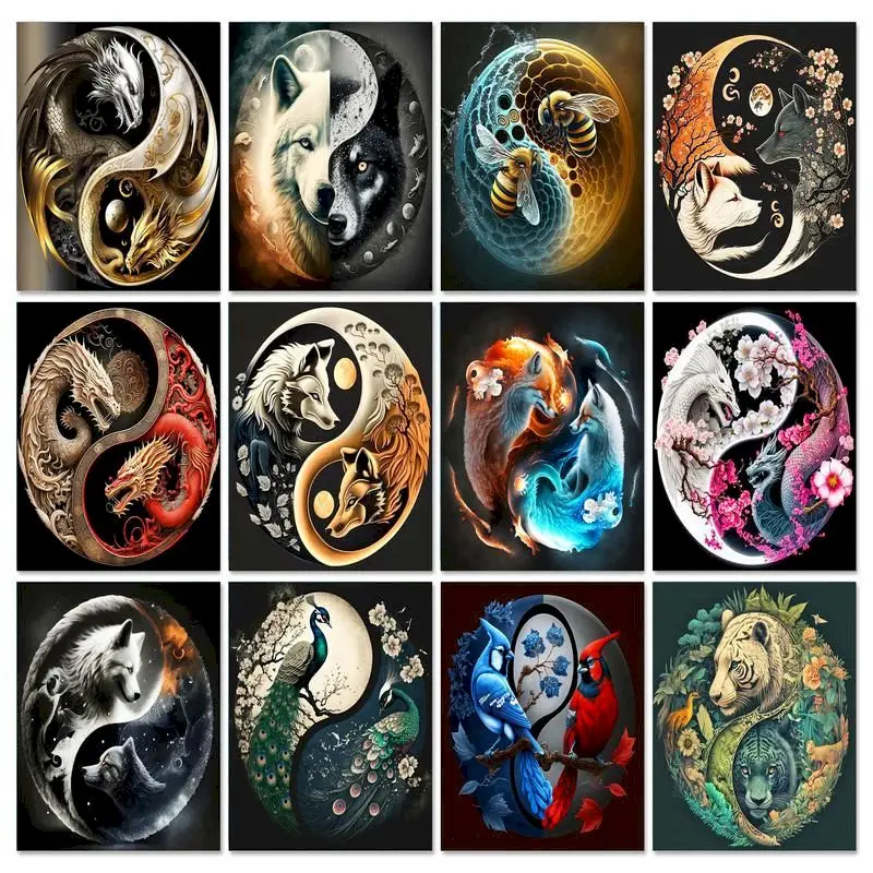 Картина по номерам GATYZTORY Настенная картина с животными рамка сделай сам на холсте