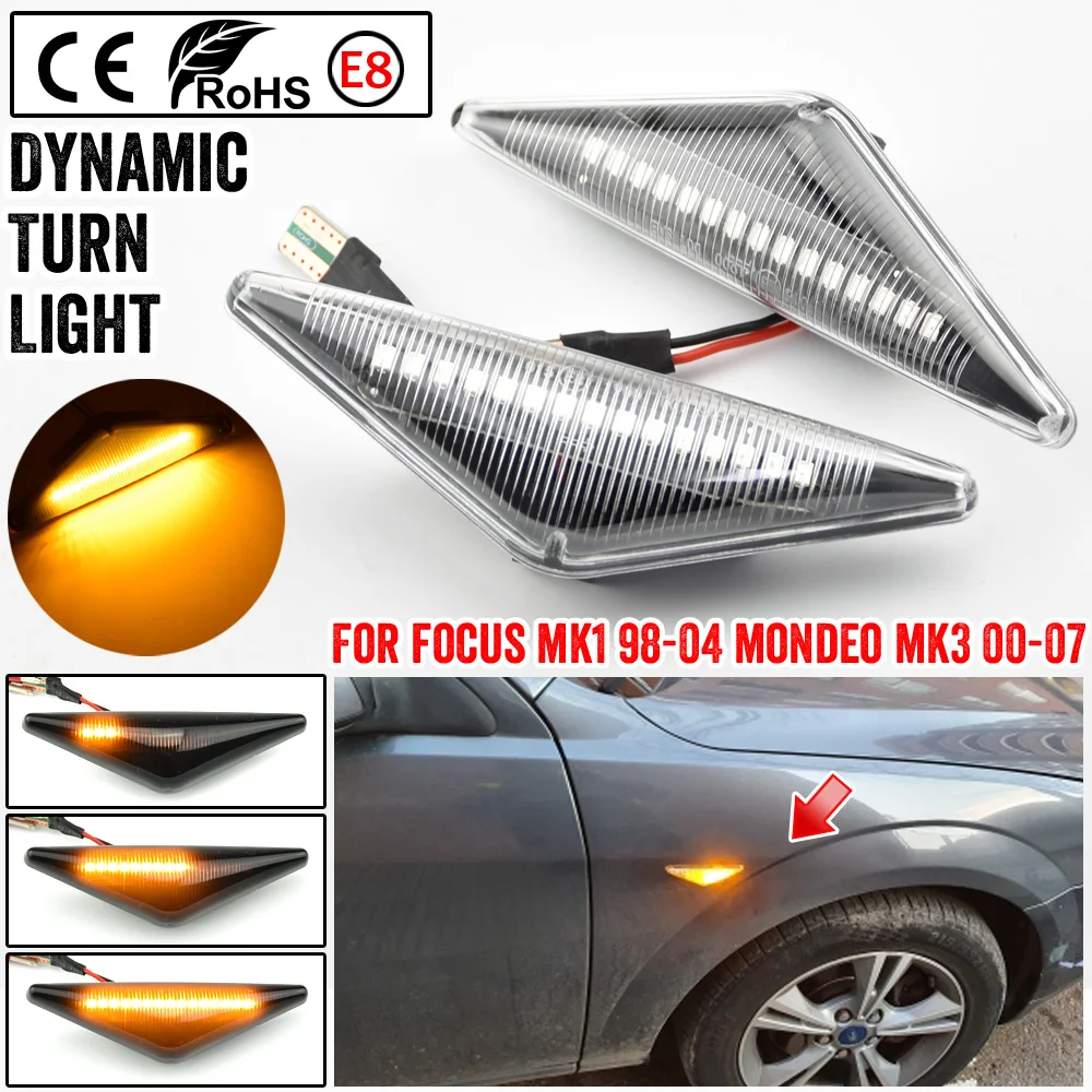 

1Pair For Ford MONDEO 2000-2007 FOCUS 1 MK1 Car LED Flowing Side Marker Light Dynamic Turn Signal Lights Indicator Blinker Lamp