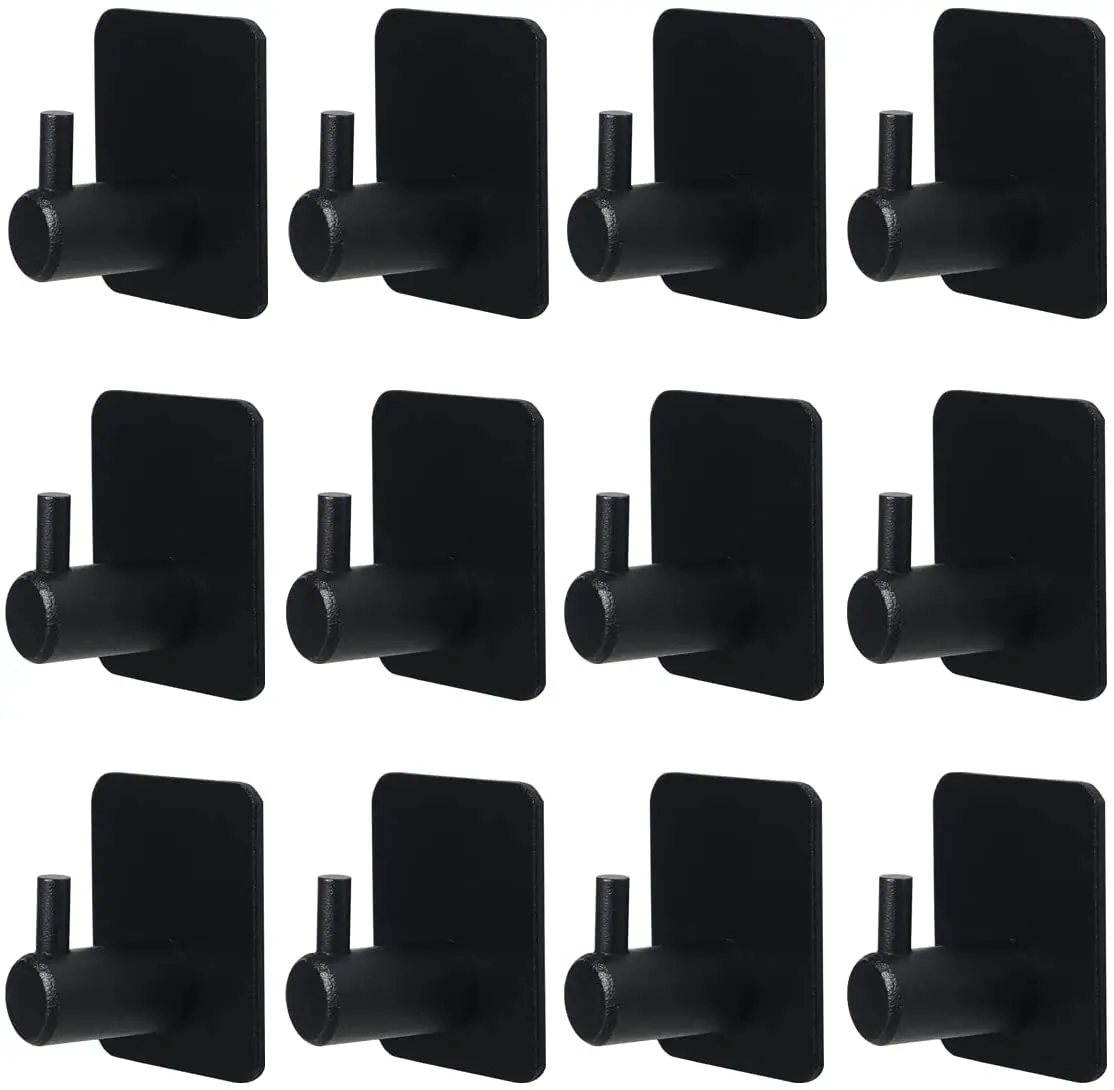 

4.5x4.5cm Sticker Adhesive Stainless Steel Wall Mount Holder Hook Door Clothes Coat Hat Hanger Hanger Towel Clothes 12Pack