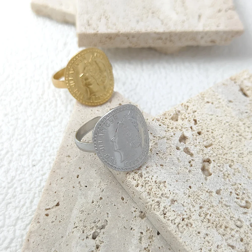 Золотые кольца Наполеона голова скульптура панк винтажные из нержавеющей стали