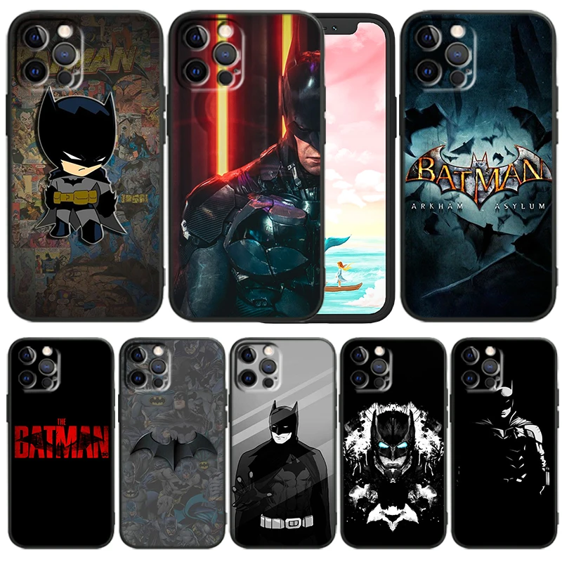 

Superhero Batman Anime Art Phone Case For iPhone 14 13 12 Mini 11 XS Pro Max X XR 8 7 6 Plus 5 SE 2020 Black Funda TPU Cover