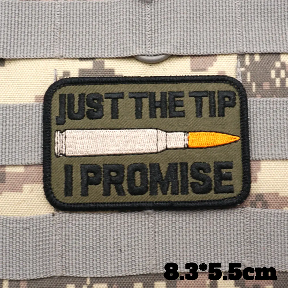 

JUST THE TIP I PROMISE Military Tactical Embroidered Patches Armband Backpack Badge with Hook Backing for Clothing