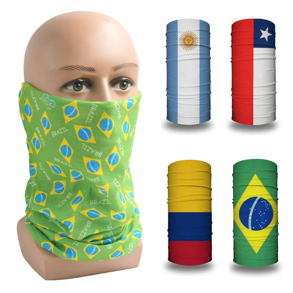Brazil/Argentina/Chile/Colombia National Flag Bandana Face Shield Headscarf Magic Headband Hiking Scarves Motorcycle Neck Gaiter