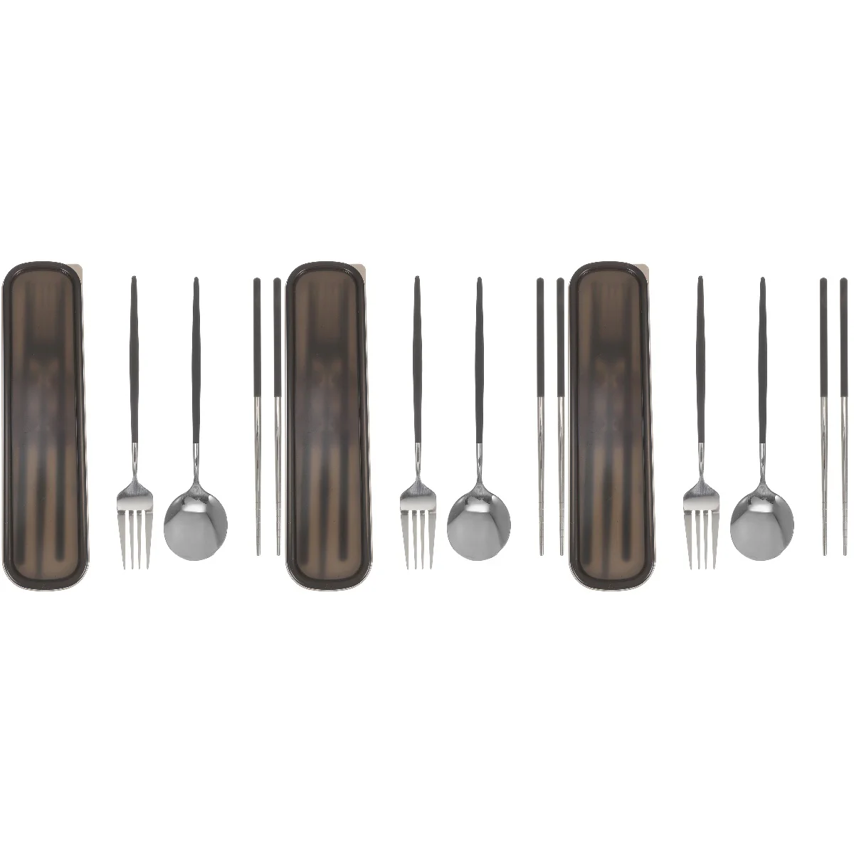 

3 Sets of Portable Cutlery Outdoor Tableware Fork Spoon Chopsticks