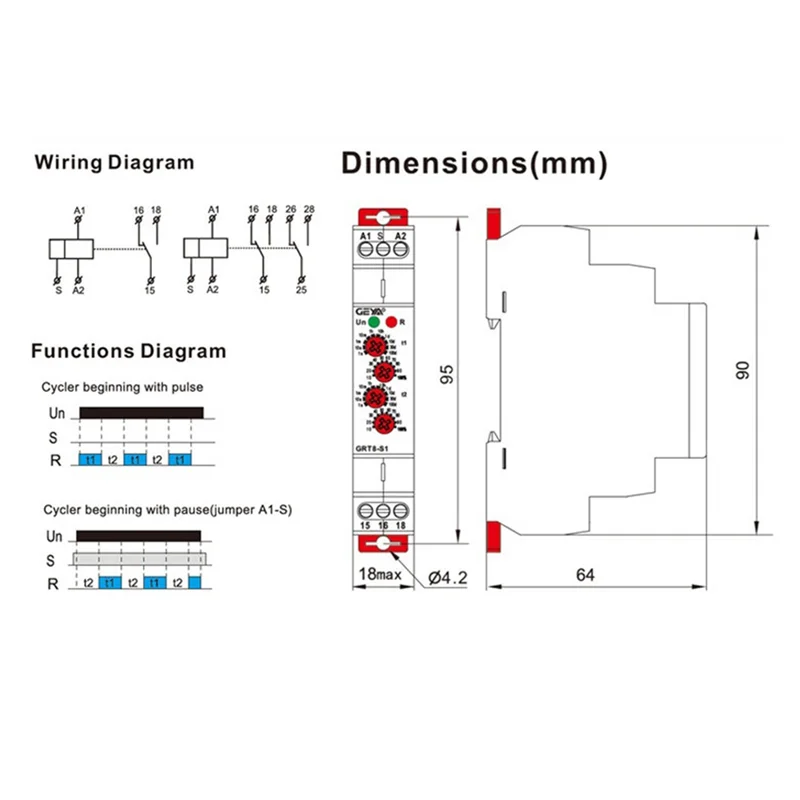 GRT8-S асимметричное реле времени с циклом SPDT 16A электронное повторения GRT8-S1 AC230V