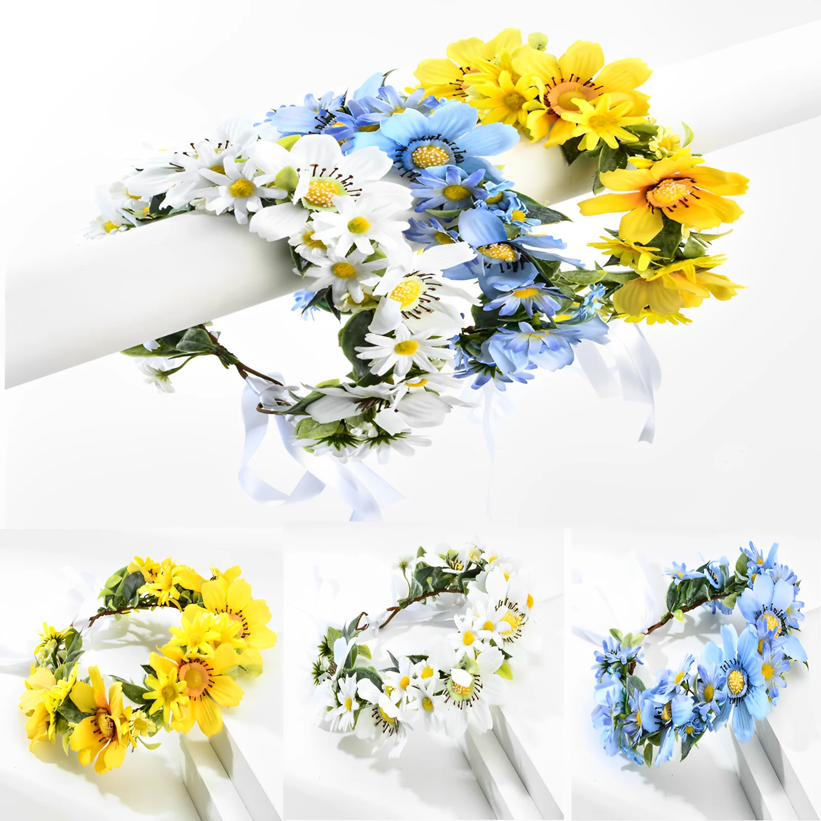 

Flowers Crown Festival Headpiece Women Hair Accessories Headdress Girl Baby Crown Floral Garland Wedding Floral Headwear