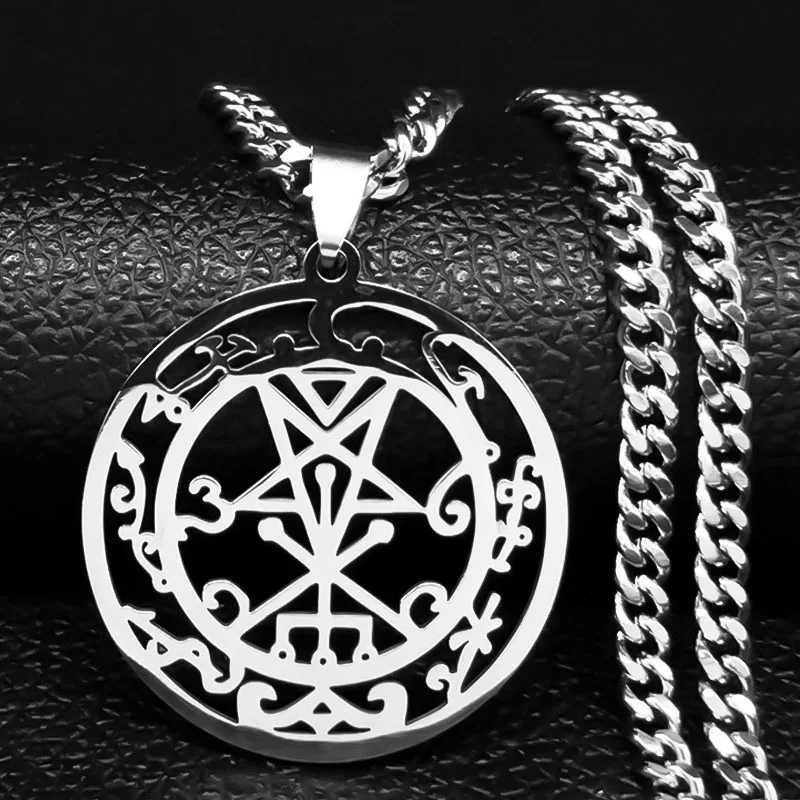 Фото Sceal Sigil of Lilith, серебряный цвет, ювелирные изделия из нержавеющей стали, ожерелье с подвеской сатана, ожерелье, ключ, скрытая печать, знак Goetia ... №5
