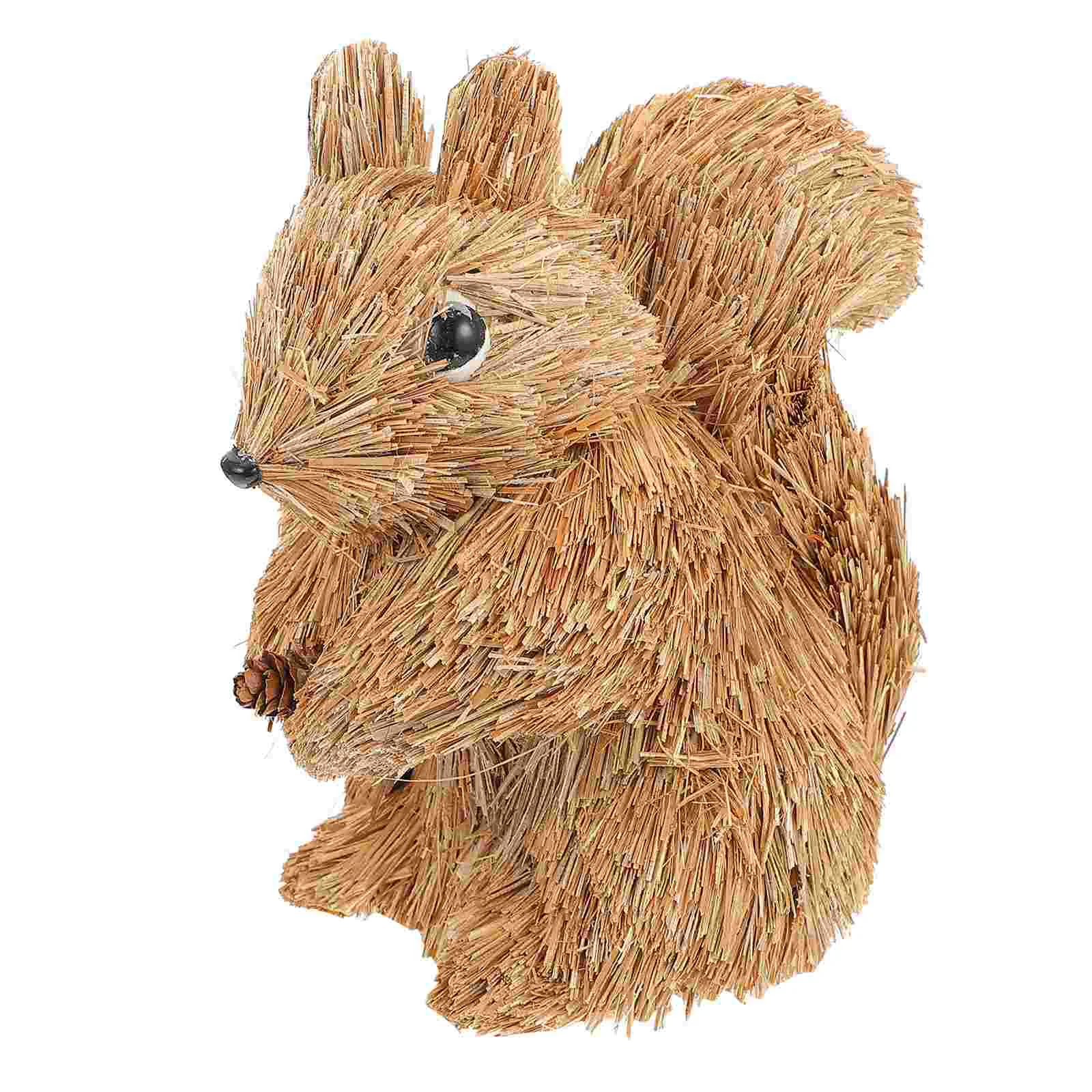 

Practical Adorable Straw Woven Squirrel Squirrel Figurines for Gift Desktop Home