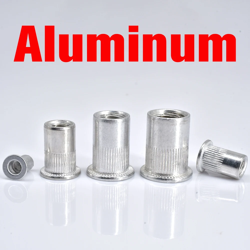 

5-55 шт., зернистость, плоские Резьбовые Заклепки, вставная гайка, углерод/нержавеющая сталь, алюминиевые металлические заклепки, фиксирующая Зажимная гайка