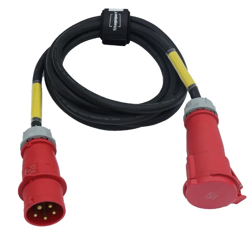 Сценическое оборудование 5x6 мм 32A CEE 5-контактный удлинитель кабеля питания с