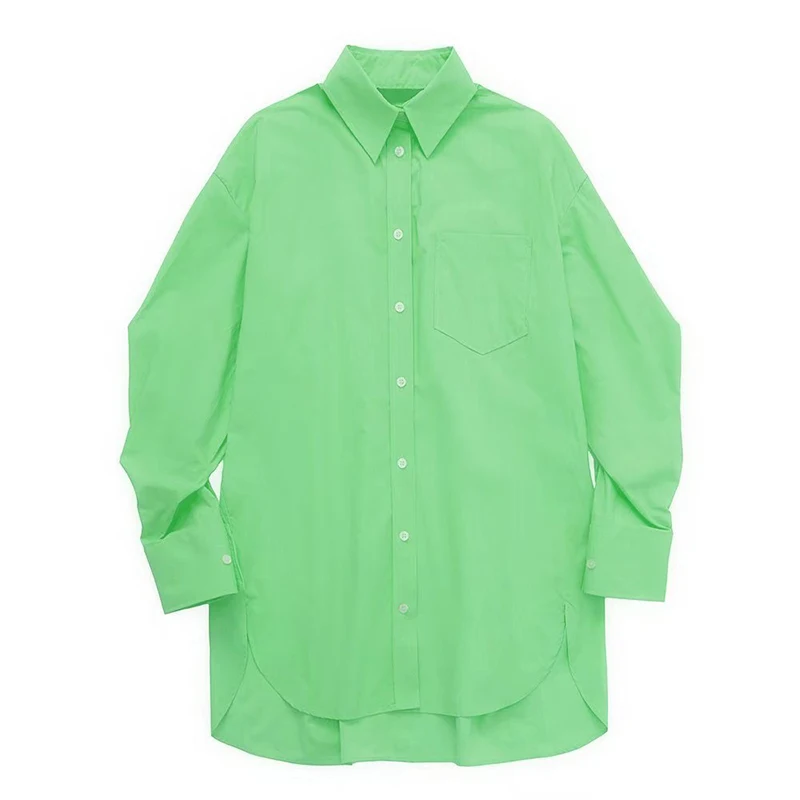 

KBAT Fashion Oversized Shirt Women Baggy Button Up Shirts Woman Long Sleeve Top Female Summer Long Blouses and Shirts Women