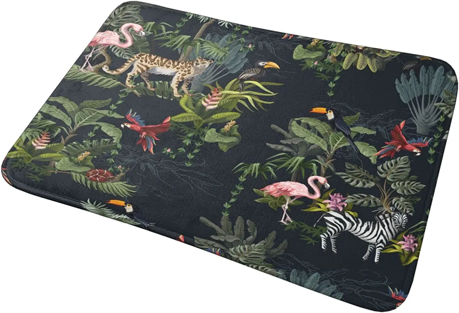 

Bath Mat Jungle Animals Applicable to Room Entrance Floor Anti-Skid Doormat Water Absorbing Bathtub Carpet Machine Washable