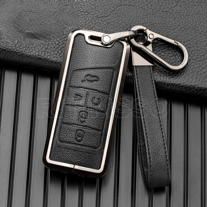 

New Metal + Leather Car Remote Key Full Cover Case for GAC Trumpchi GS4 GM8 GA3 GA6 SGS7 GA4 GS5 GS3 Legend GS8 Auto Accessories