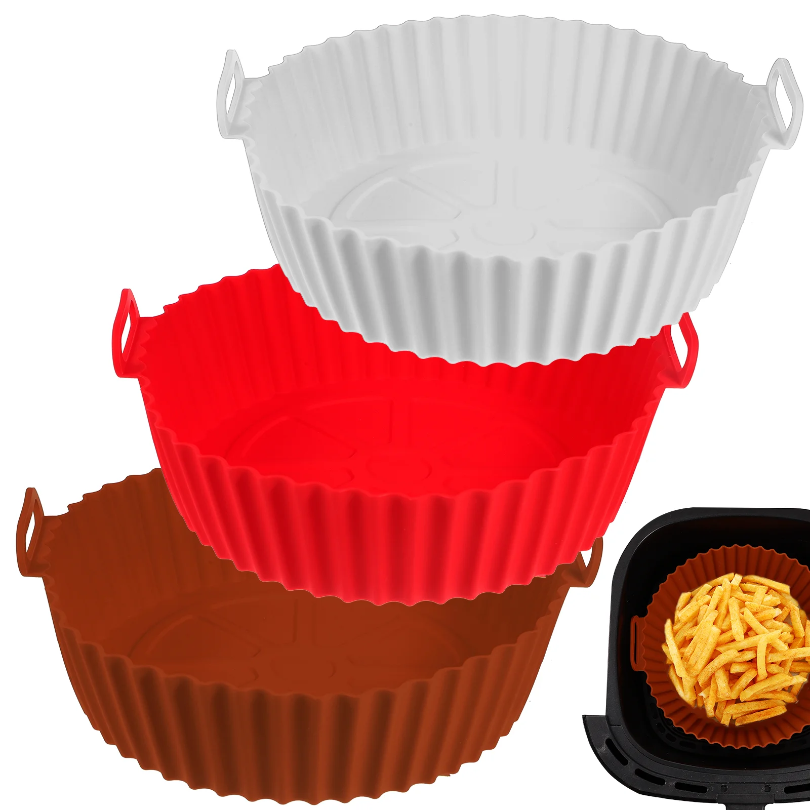 

Air Fryer Silicone Liner Liners Basket Baking Pot Reusable Trayoven Pad Mat Parchment Replacement Inner Steamer Microwave Paper