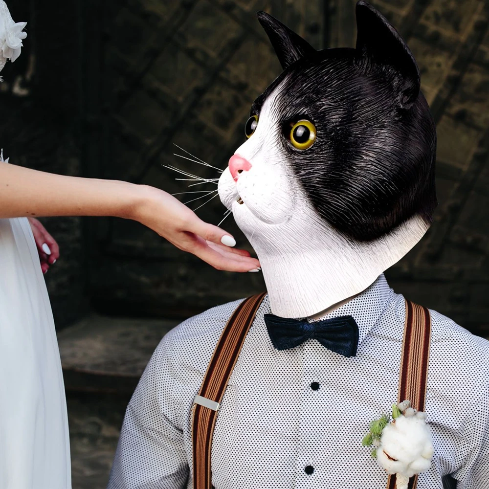 

Cosplay Cat Mask Halloween Costume Party Funny Novelty Animal Head Latex Mask Full Face Cute Cat Masques Rave Carnaval Mask