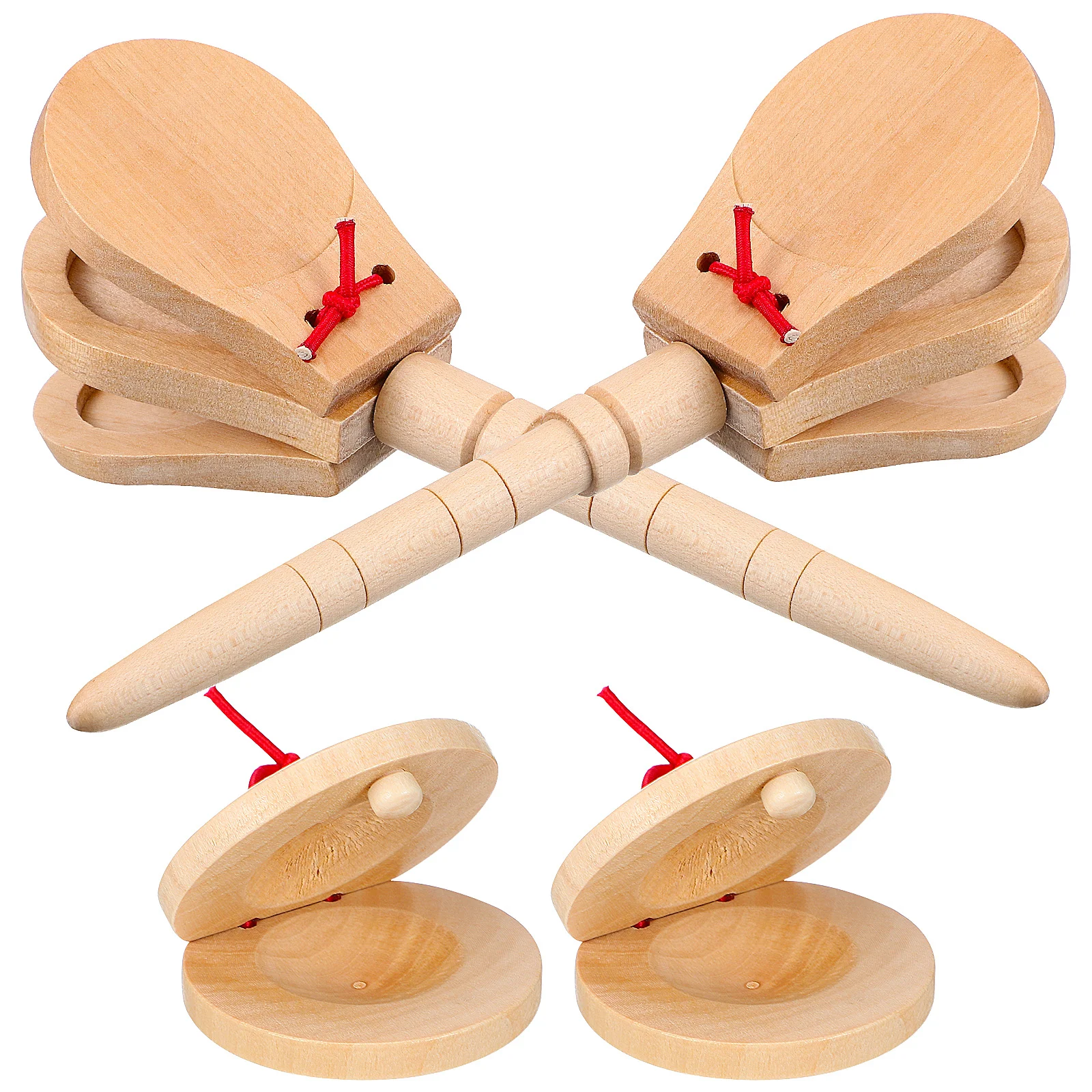 

4 Pcs Castanet Musical Instruments Waving Board Preschool Wooden Finger Castanets Practice Child Small Educational