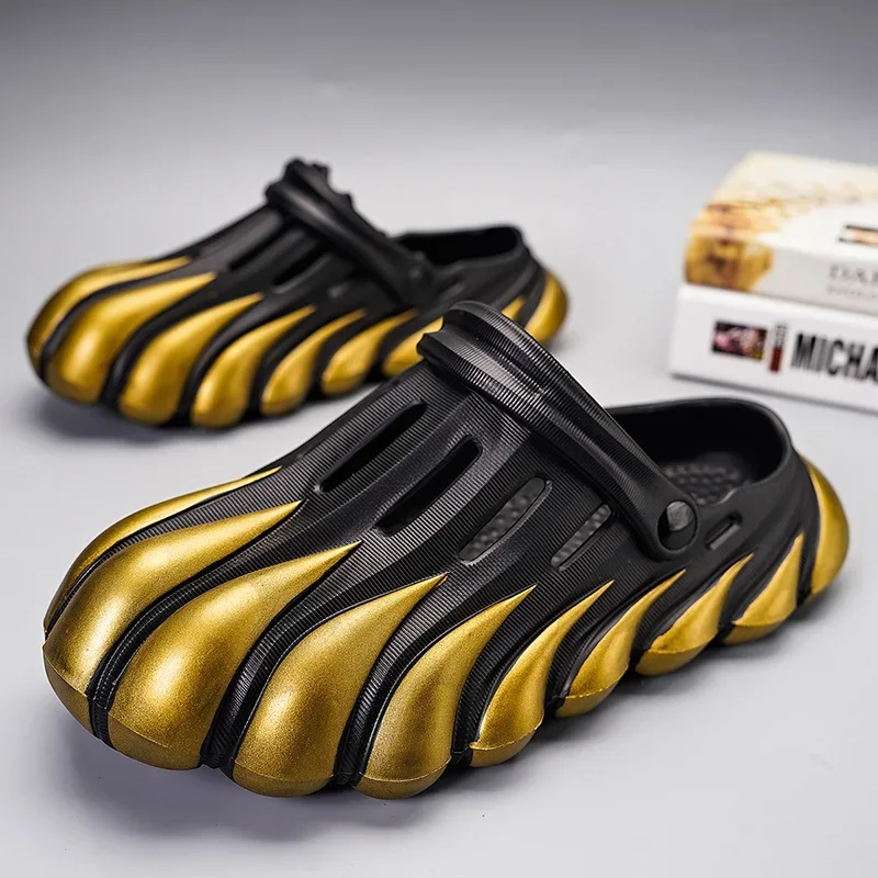 Шлепанцы мужские с закрытым носком забавные сандалии для сада клоги кот тигр