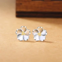 korean new arrival sweet crystal holiday flower stud earrings for women fashion elegant oorbellen bijoux party gift