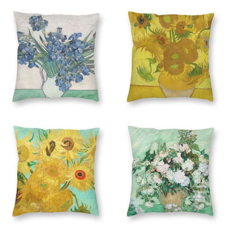 

Nordic Style Vincent Van Gogh Irises Cushion Covers 45x45 Soft Art Painting Pillow Case Square Pillowcase Living Room Decoration