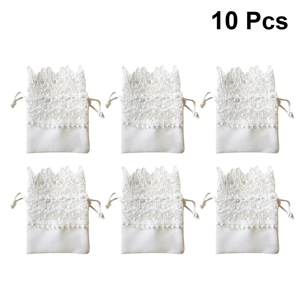 

10pcs Drawstring Bags Jewelry Pouches Wedding Favor Sheer Gift Bags Bags Christmas Xmas Wedding Party Favors Bags ( White )