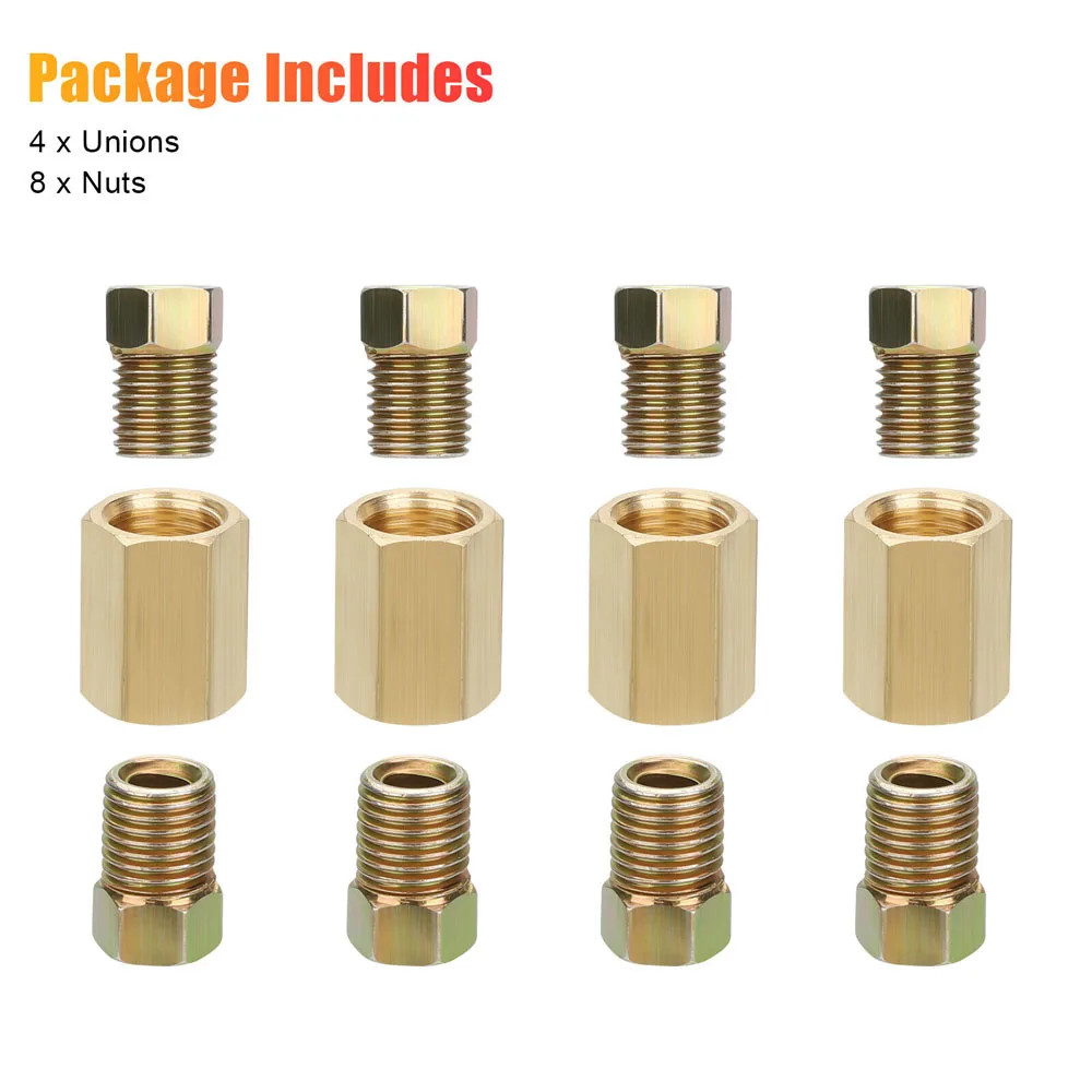 

12Pcs 3/16" OD Hydraulic Brake Lines Pipe 33 X 10mm Brass Brake Line Union Fittings Straight Reducer Compression Kits Connector
