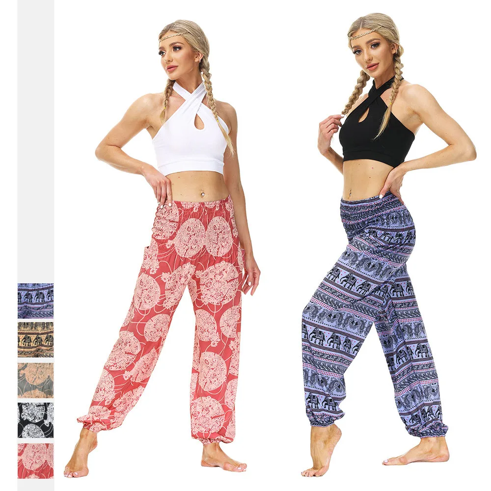 

New National Style Printed Lantern Pants Women Yoga Pants Bohemian Dance Sports Sport Femme Fitness Yoga Pants Men