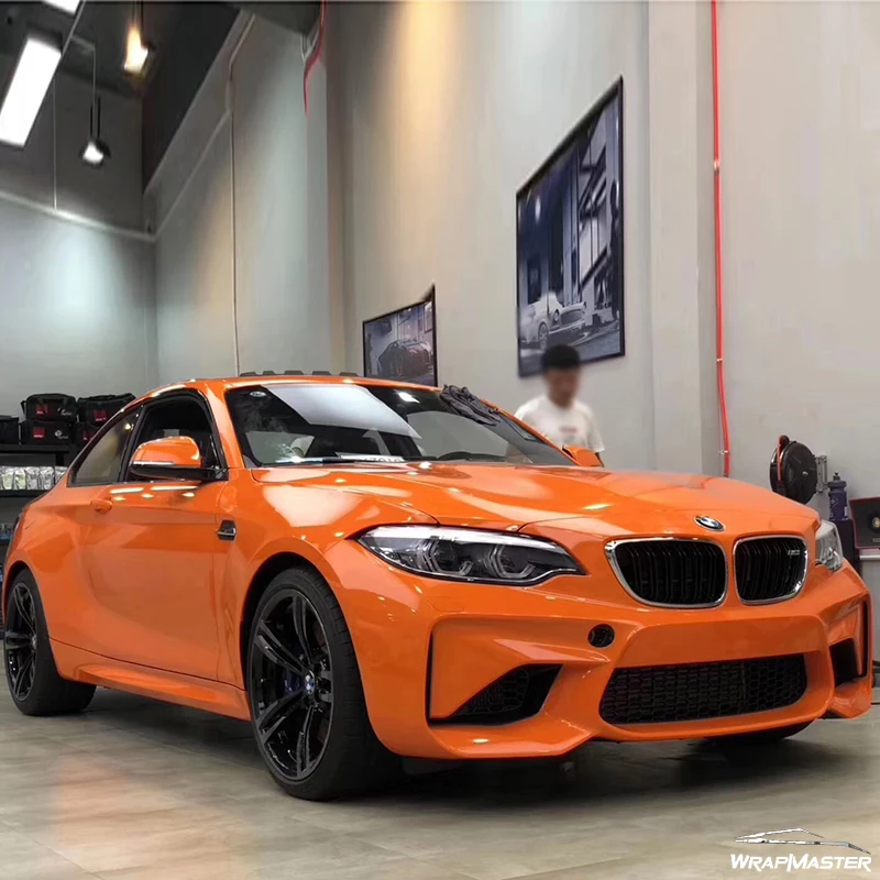

1.52x18m PET Glossy Crystal Vinyl car vinyl wrap shrink wrap car Flame Orange