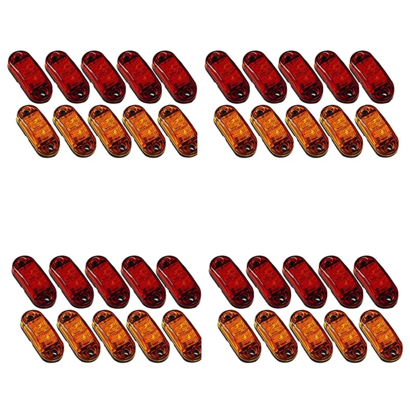 

20X Amber+20X Red LED Car Truck Trailer RV Oval 2.5 Inch Side Clearance Marker Light