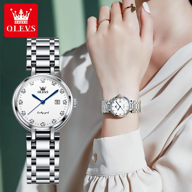 

OLEVS Women Casual Clock 2023 New Fashion Simple Dial Quartz Watches Calendar Display 30M Waterproof Slim Dial Reloj Mujer 5575