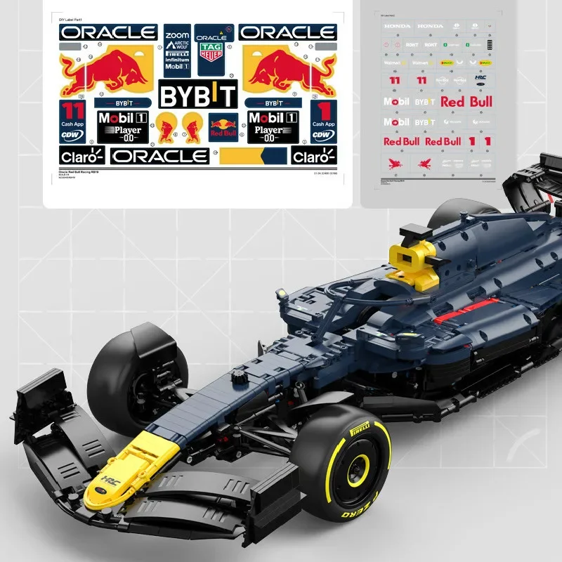 2509 шт. RASTAR Technic R/C 1:8 Bull F1 RB19 Кирпичи Супер гоночный Формула Строительные блоки