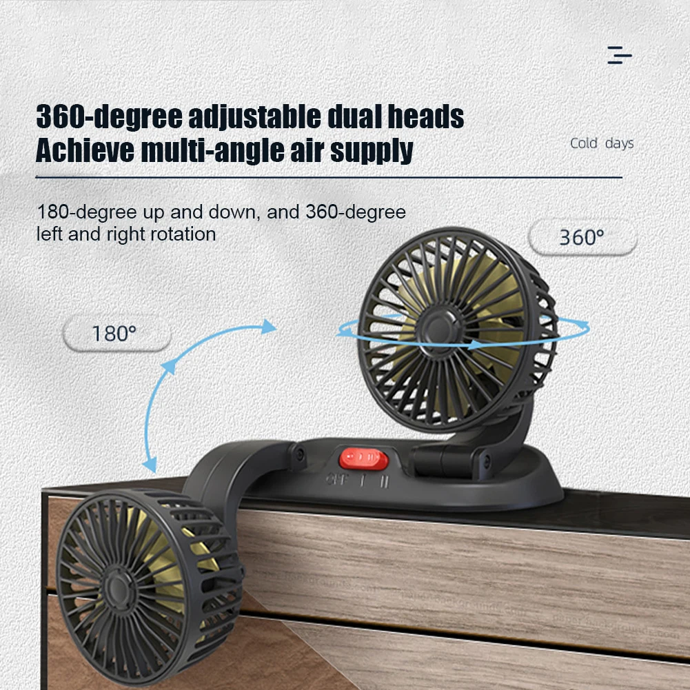 12V/24V car fan cooling Car Fan Dual Head usb car fan 2 Speeds Adjustable For   Auto Cooler Air Fan Car Accessories fan for car